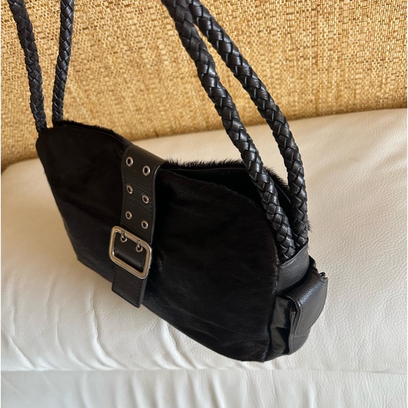 JULIANA Colezione Dark Brown Bag Combination of Calf fur and  genuine Leather. - Picture 9 of 12